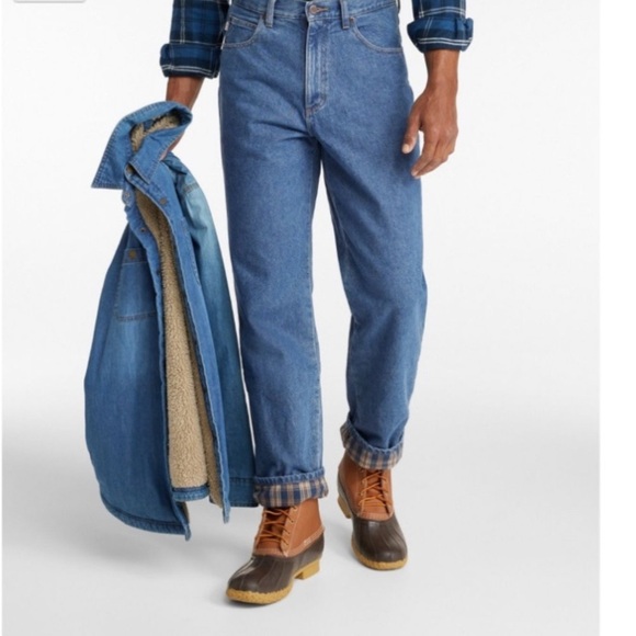 EUC LL Bean Double Jeans, Relaxed Fit, Cotton, Flannel Lined, Sz 42x34, Denim​ - Picture 15 of 15